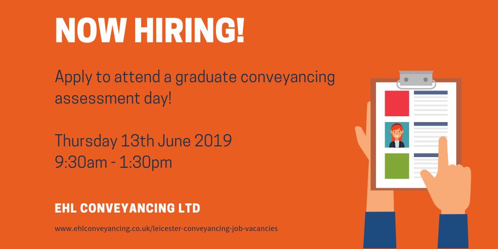 We are looking for #graduates to join our friendly Residential Property team as Paralegals in our head office in #Leicester

Assessment Day Thursday 13th June 2019 - to secure a place you need to apply by Friday 7th June 2019. 

ehlconveyancing.co.uk/leicester-conv…

#legaljobs #graduatelaw