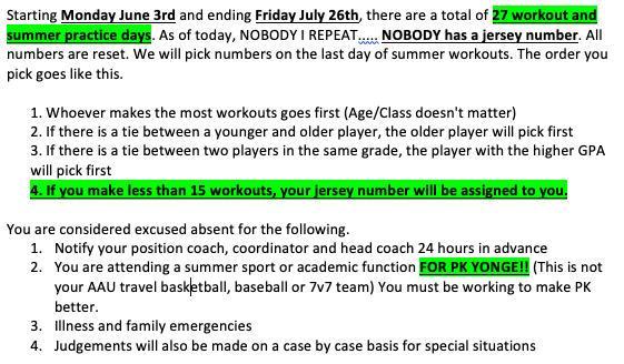 Exam week! Finish strong and get ready for summer workouts. Important info in the attached pic!