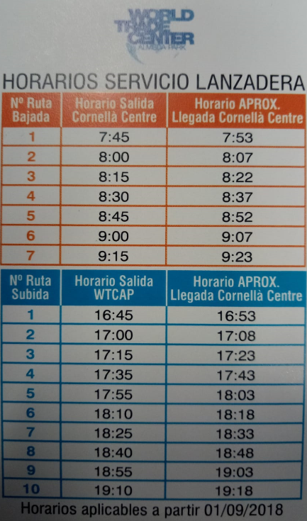UgtBcnColt's tweet photo. 💡💡INFORMACIÓN DE SERVICIO WTC💡💡

⏲️🚍🚈Horarios de lanzadera de WTC a RENFE, y de RENFE a WTC.🚍🚈⏲️

⏲️🚍🚈Shuttle timetables from WTC to RENFE, and RENFE to WTC.🚍🚈⏲️ https://t.co/nAAX2P0w6q