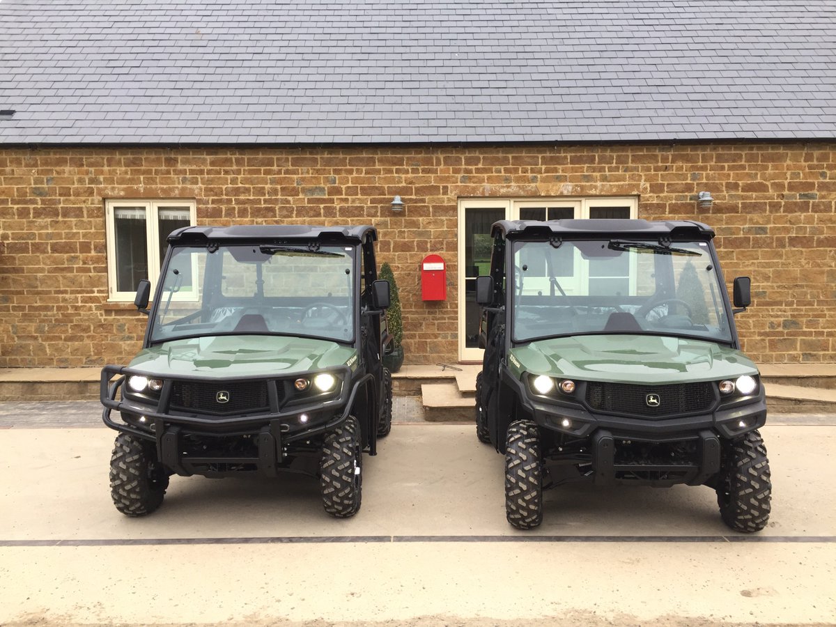 FarolLtd's tweet photo. A pair of new John Deere 865M Gators sold to Cherwell Farming by Charlie Phipps. These 50K machines come with LED lights and replace an older model 855M and a Polaris utility vehicle. #NothingRunsLikeaDeere #DoMoreGuaranteed https://t.co/M70D1olOKa