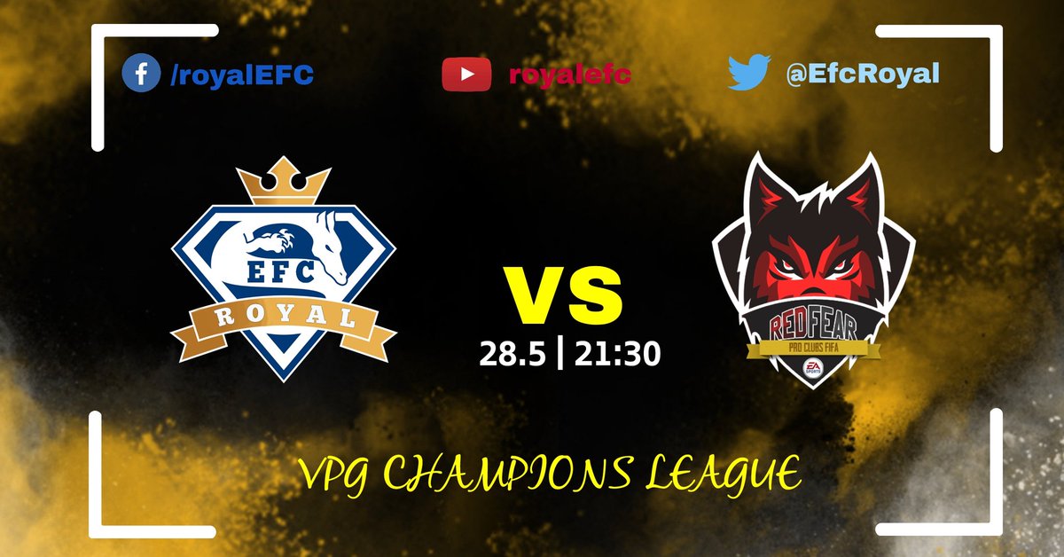 ⚽🏆
Dnes se utkáme v prvním zápase VPG Champions League s rumunským týmem RED FEAR.

📺 Royal EFC 🆚 <a href="/redfearesports/">redfearesports</a>
Přijďte nás podpořit na náš stream⬇️
youtube.com/channel/UCCGS-…

<a href="/OfficialVPG/">Virtual Pro Gaming</a> <a href="/VPGCzSk/">VPG Czech Slovakia</a> 

#wherechampionsplay #wherebornchampions