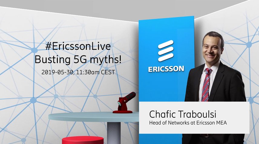 EricssonMEA's tweet photo. What do consumers really think of #5G? Our Head of Networks is busting the myths! Join our #EricssonLive session on May 30 at 10:30 A.M. CET, as we crack some #5G consumer realities in our region! Save the date:https://t.co/mzlhFUFluI https://t.co/yGdcpK8W3m