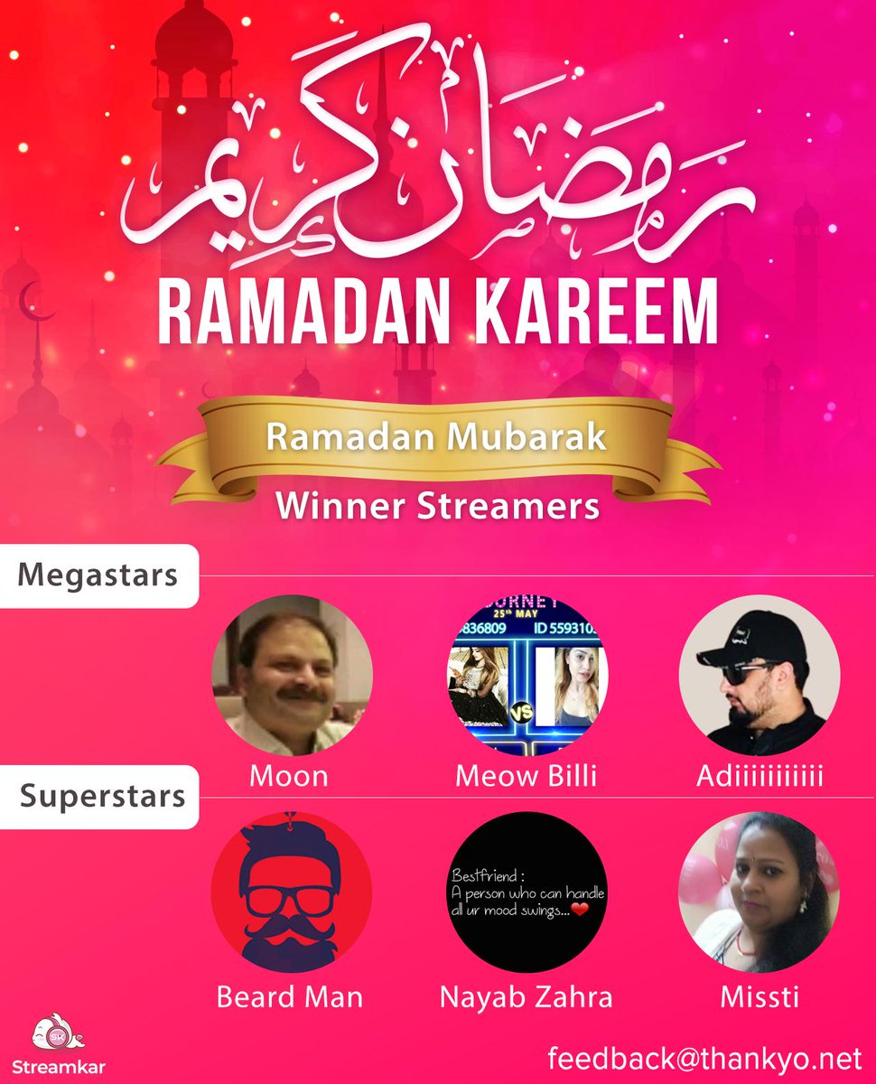 stream_kar's tweet photo. Meet the Winners of our blessed event - Ramadan Kareem.
Congratulations guys, Well done!!
#WINWIN #streamingvideo https://t.co/MD39W7WQTN