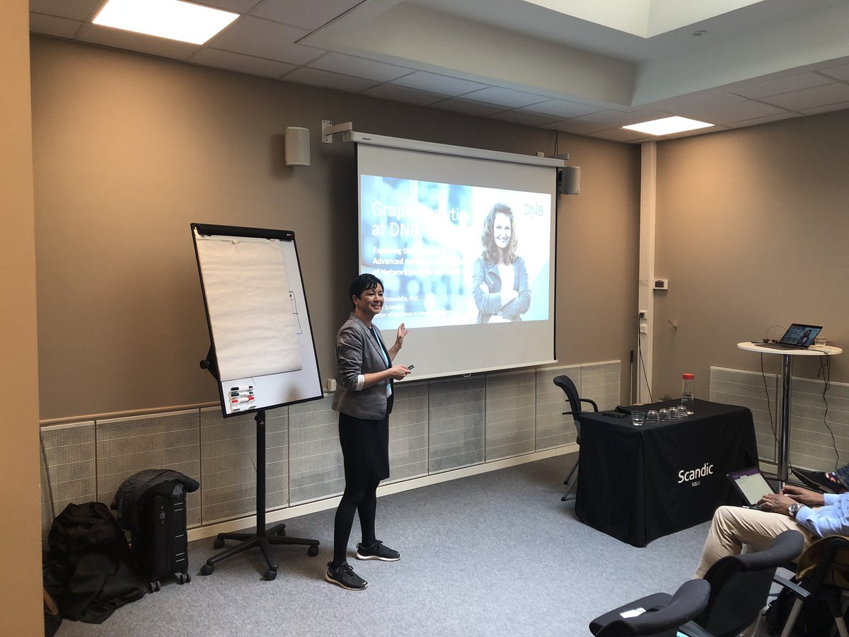 neo4j's tweet photo. Graph Analytics at @DNB_Bank at #graphtalk #oslo with @aikochama #graph #analytics https://t.co/5PZRjzYD2e