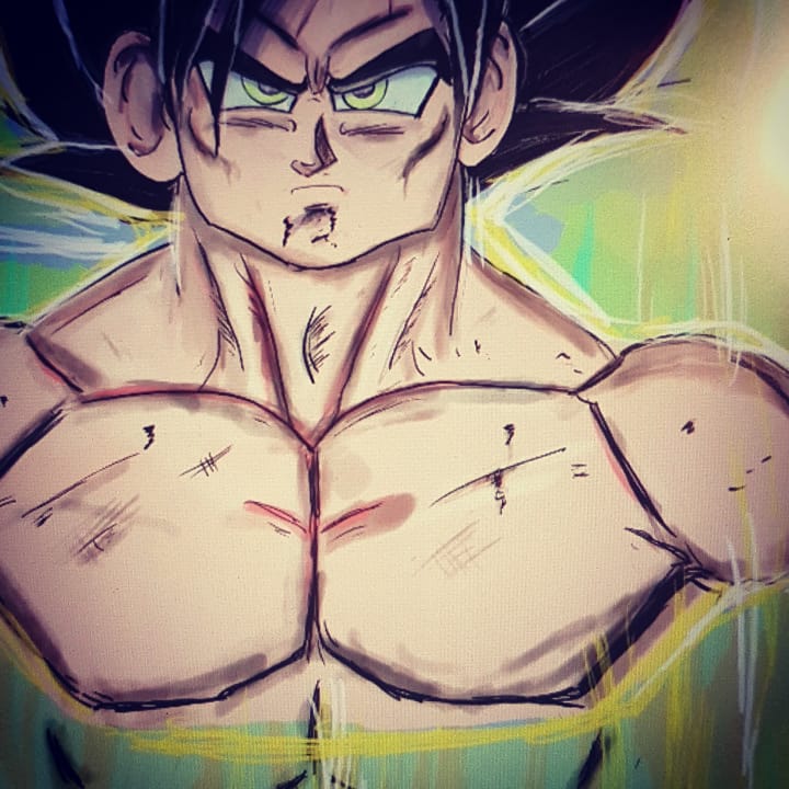 LOPEZ_JMartin's tweet photo. Bonjour comment ça va ? 
Moi ça va bien,  je viens juste de finir un dessin,  un fan art que j'ai fait hier . 
Voilà le résultat #fanart #goku #digital #DragonBallSuper #DragonBallSuperbroly  #ikari  #digitalart #digitalpainting https://t.co/M57V9zBPsc