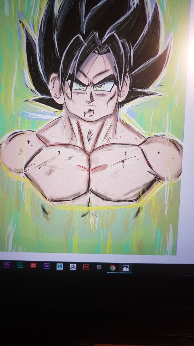 LOPEZ_JMartin's tweet photo. Bonjour comment ça va ? 
Moi ça va bien,  je viens juste de finir un dessin,  un fan art que j'ai fait hier . 
Voilà le résultat #fanart #goku #digital #DragonBallSuper #DragonBallSuperbroly  #ikari  #digitalart #digitalpainting https://t.co/M57V9zBPsc