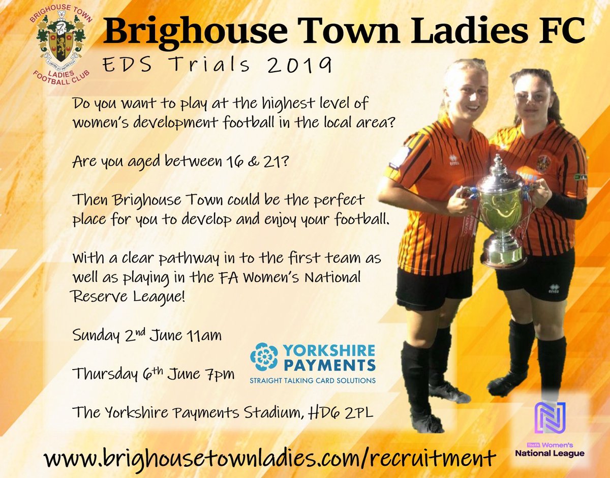 RECRUITMENT!

We are now recruiting for our successful ED Squad playing in the <a href="/FAWNL/">FA Women's National League</a> 

If you're ambitious and want to be part of a highly motivated group of players, get in touch:

brighousetownladies.com/recruitment