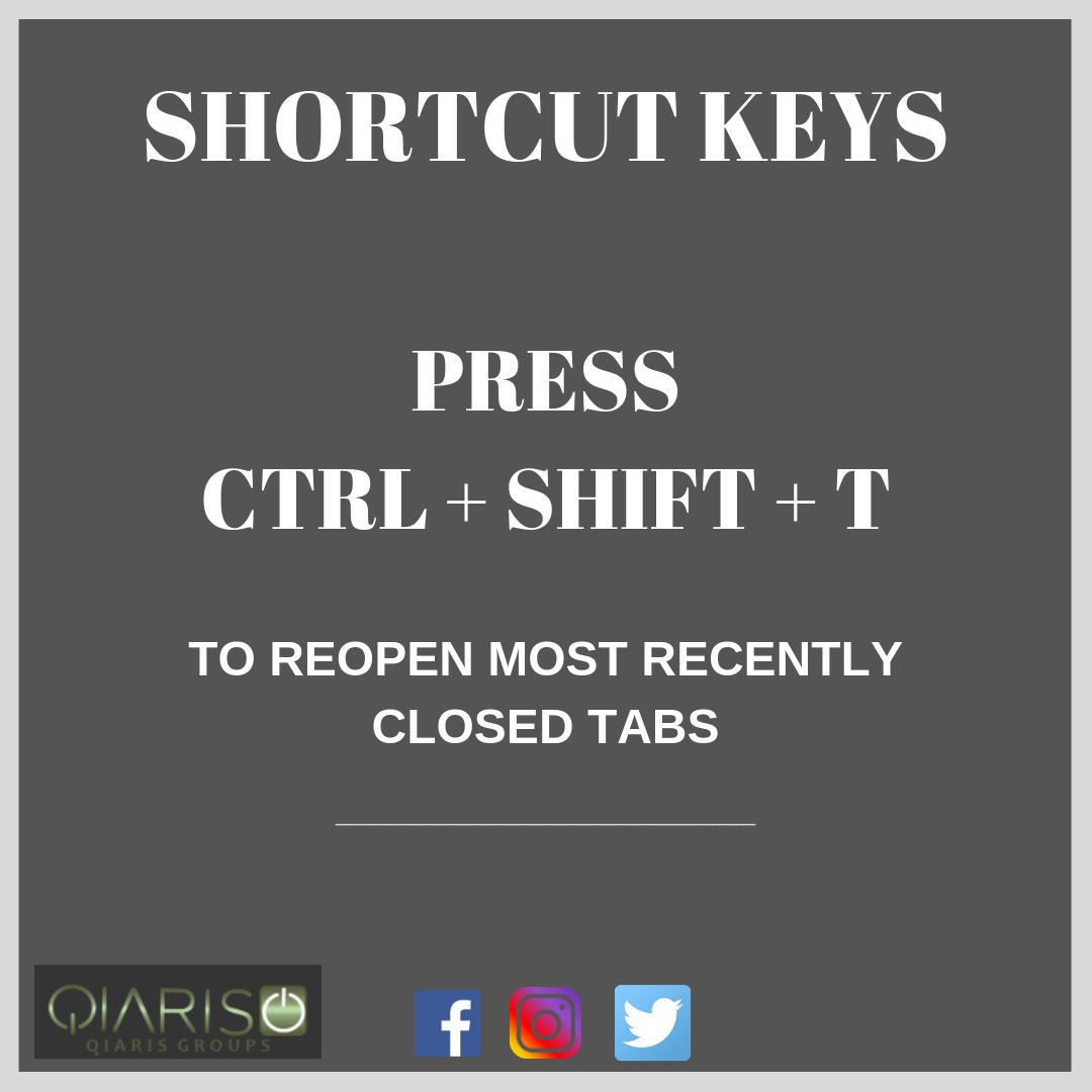 QiarisG's tweet photo. " Shortcut Keys "
" Now you can reopen your most recently closed tabs "
#technology #shortcutkeys #shortcut #help #service #tips #tricks #saveink #ink #printer #qiarisgroup #knowledge #informationtechnology  #computer #software #Digitalmarketingservices #banglore #outsourcing https://t.co/MULv5muygJ