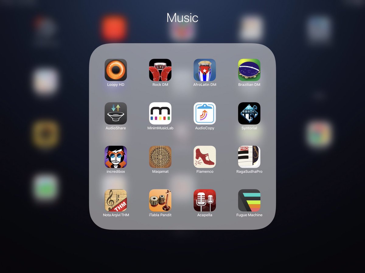 Current #worldmusic folder of apps and other Músical fun. What do you use to create with music from another culture? #worldmusic #musicapps #EveryoneCanCreate