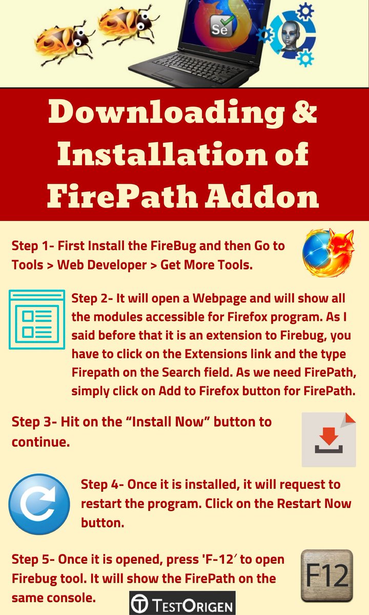 Test_Origen's tweet image. #FirePathaddon is a #Firebugextension that includes a #developmenttool to review, edit and produce #XPath10articulations, #CSS3selectors and #jQuery selectors. This module broadens the ability of the FireBug add-on. 
testorigen.com/downloading-in…
