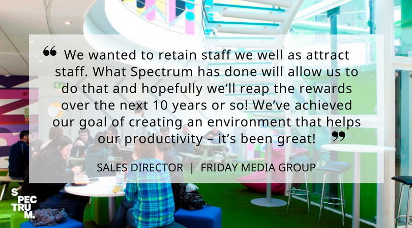 SpectrumWP's tweet photo. Kicking off the working week with a great client testimonial highlighting the importance in creating inspirational workplaces to attract and retain the best staff 👌
#tuesdaytestimonial #designbuild #backtowork #officeinteriors #spectrumworkplace #tuesdaymotivation https://t.co/NVNA9baMet
