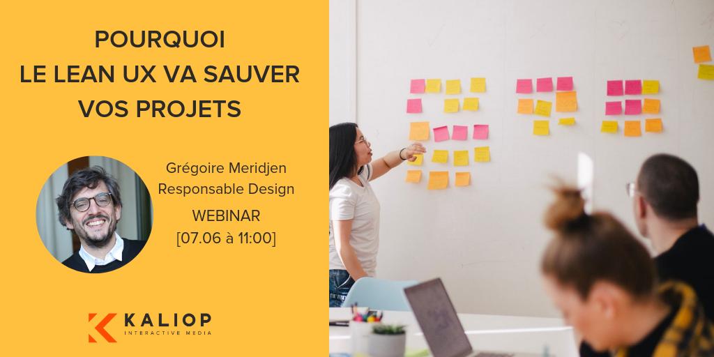 [#Webinar] Grégoire Meridjen, expert #LeanUX et Responsable #design chez Kaliop, décrypte dans un webinar de 45min le lean UX pour vous aider à booster vos projets digitaux
+ d'infos et inscription 👉hubs.ly/H0j1WQ60 
#designthinking #agilite #design
