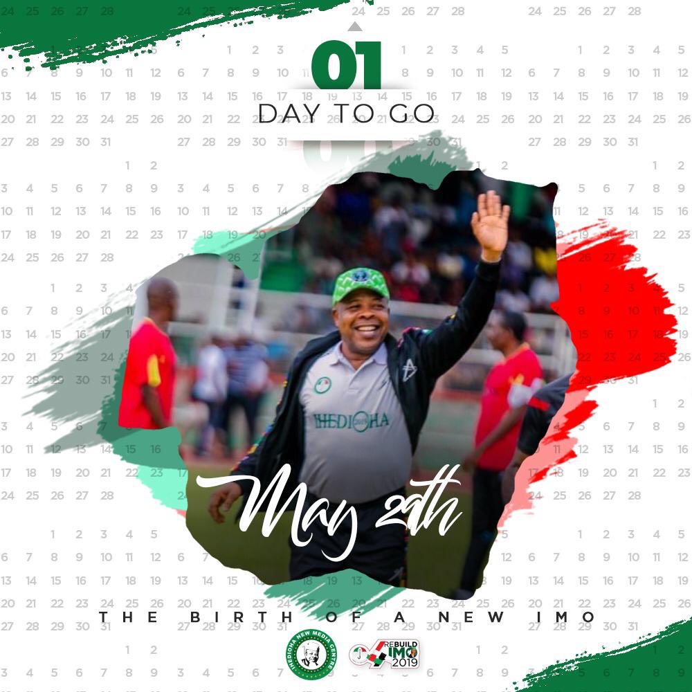 Ihediomaimo's tweet photo. 24 hours to go
It's done
Good governance has been Signed, Sealed and Delivered (SSD✅) to Imo state.
#ThinkImoState
#ThinkProsperity
#MakeSacrifice
#LetsRebuildImo https://t.co/nVfUp6KGiv