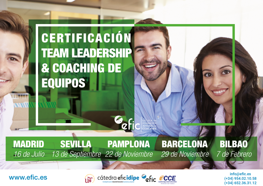 EFICcoaching's tweet photo. 📢 Curso Certificación #Team #Leadership & #Coaching de #Equipos.
En #MADRID, #SEVILLA, #PAMPLONA, #BARCELONA y #BILBAO
Aún puedes inscribirte 👇🏻:
https://t.co/jj3zS4vFio
Con las mejores acreditaciones #CCE, #CATEDRAIDIPE y #EFIC. https://t.co/9FrBuA1NDw