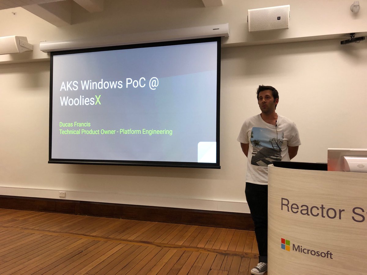 sydkubernetes's tweet image. Ducas from WooliesX sharing Windows on AKS experience! Lots of quality solutions, at scale! ⁦@meetupmadness⁩ ⁦@woolworths⁩ thanks u ⁦@MicrosoftAU⁩ for providing a great venue, and ⁦@Rancher_Labs⁩ for some awesome catering :)
