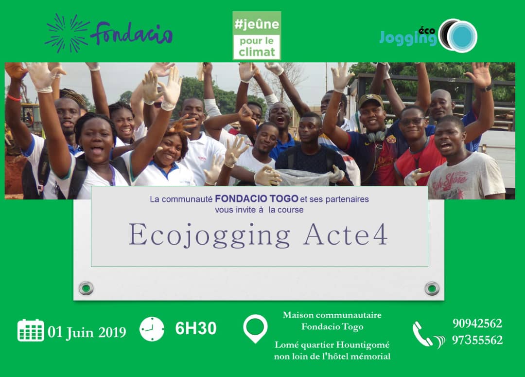 EcoJogging's tweet photo. L'association #Ecojogging et la communauté jeune de #Fondacio #Togo vous convient à la prochaine séance d'Ecojoging, ce samedi 01 juin 2019. Départ: Maison communautaire de Fondacio #Togo à 6h30 
#Recycle @ONUEnvironmt @CCNUCC #BeatPlasticPollution #BeatAirPollution https://t.co/b23Uf8xKVz
