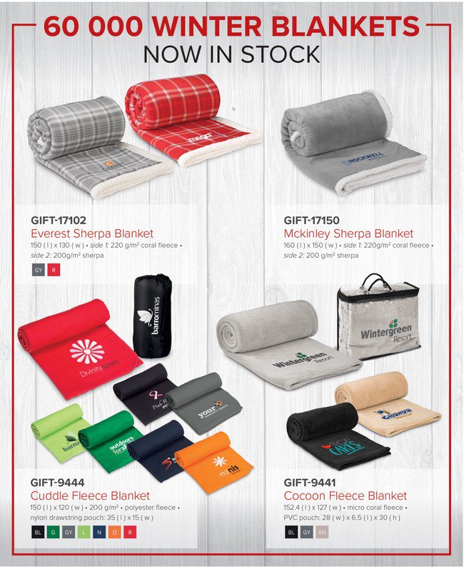 BranditSol's tweet photo. Winter has arrived! Give your client a branded blanket that will keep them snug and content this winter! 60 000 Winter Blankets in stock!
https://t.co/gYkfcmxbwt #keepwarm #wintergifts #promotionalgifting #branding #promogifts #fleeceblankets #blankets #branding https://t.co/VTGimI3OHX