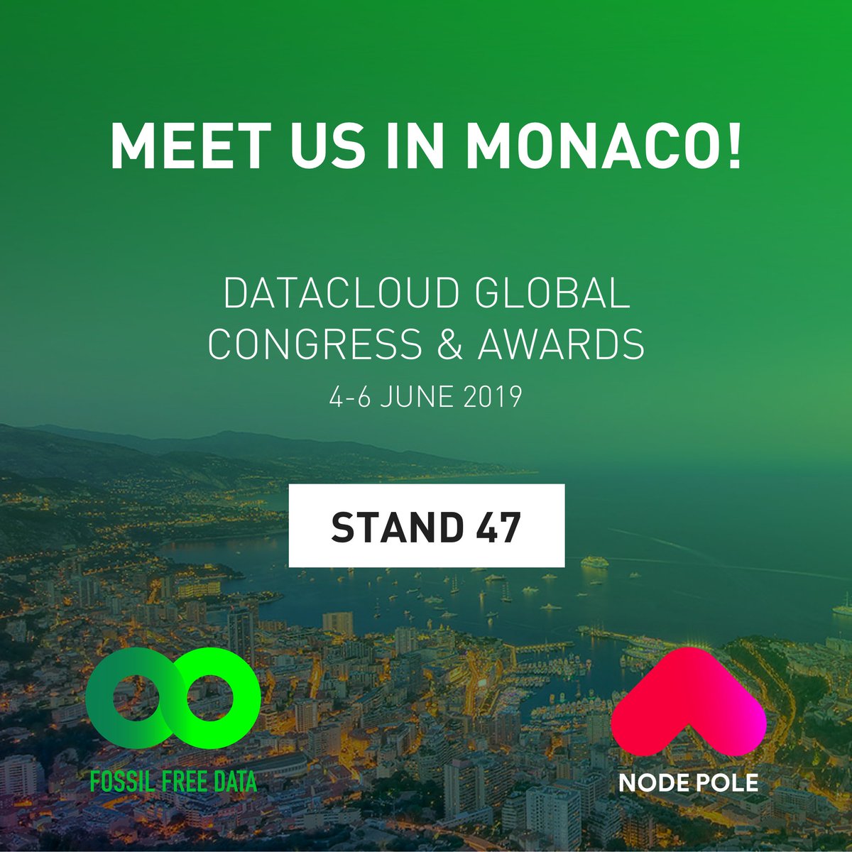 Node_Pole's tweet photo. Node Pole is the proud Platinum Sponsor of this year's Datacloud Global
Congress in Monaco (4-6 June). Come and visit us at stand #47 to learn more about Fossil Free Data! #fossilfreedata #DatacloudCongress https://t.co/YKGumhS6in
