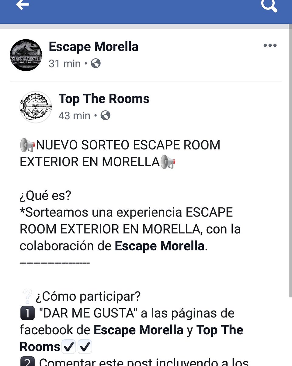 EscapeMorella's tweet photo. Nuevo #sorteo! Entra en nuestro perfil de Facebook y sigue las instrucciones para ganar una partida #gratis en nuestro #EscapeRoomExterior #ElRetornoDelMorelladon 🤠🦕🦖

#Morella #escaperoom #ocio #actividades #amigos #familias #niños #grupos #celebraciones #parejas https://t.co/n4Qvun3qWe