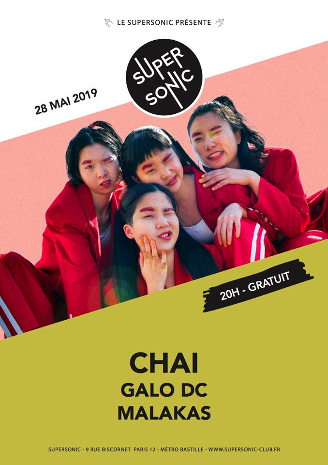 SUPERSONICparis's tweet image. ⚡Ce Soir ! #pop délicieusement barrée avec les japonaise de CHAI, #rock de Galo DC et #surfprog avec Malakas → facebook.com/events/3847529…