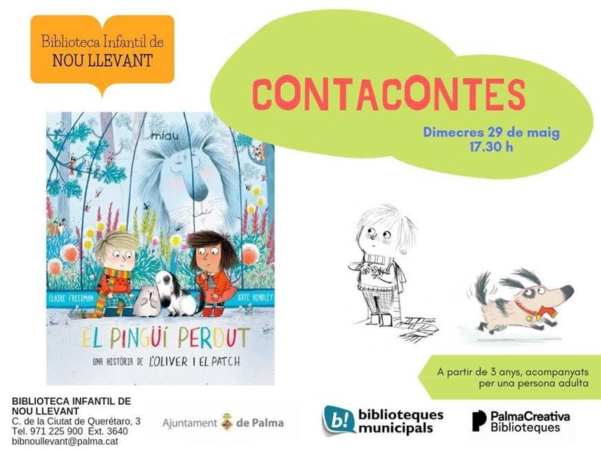 Contacontes a la Biblioteca infantil de Nou Llevant. Demà dimecres EL PINGÜÍ PERDUT, a les 17:30 hores