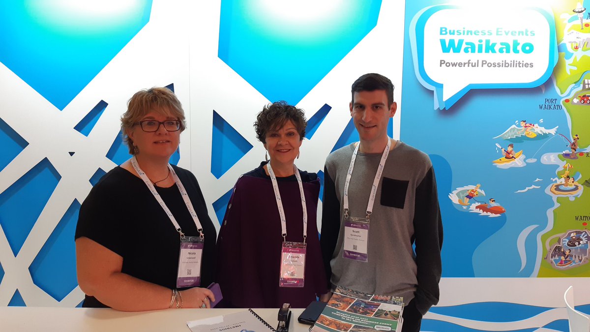 meetWaikato's tweet photo. We are all set up & ready to go for @TweetCINZ #MEETINGS2019! Come by & say hello to the @HamiltonWaikato team tomorrow #businessevents #MightyWaikato https://t.co/S1zZeELKZg