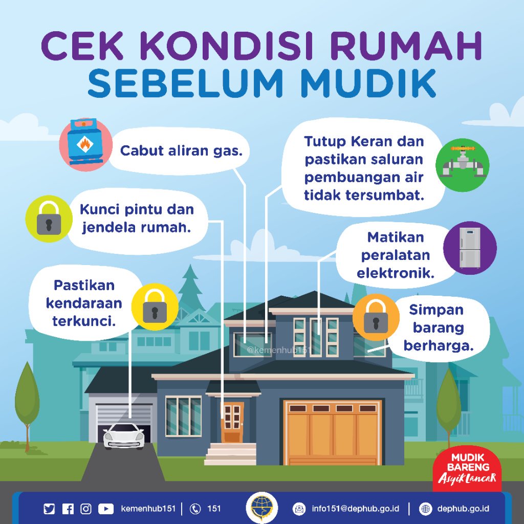 kemenhub151's tweet photo. Buat #KawulaModa yang mudik ke kampung halaman, pastikan kondisi rumah aman sebelum mudik ya. Apalagi buat kamu yang mudik sampai seminggu lebih, simak infografisnya.

#PenghubungIndonesia
#MudikSelamatGuyubRukun
#MudikBerkeselamatan
#KerjaBerkahRamadan
#MudikBarengAsyikLancar https://t.co/Xr14fLZ73O