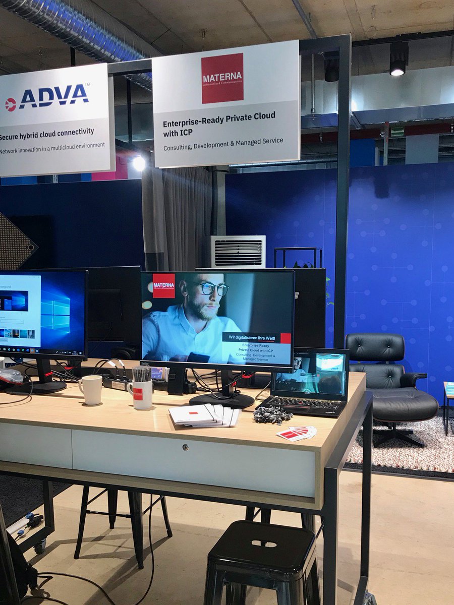 Materna_SE's tweet photo. #InfrastructureSummit im @bikiniberlin : Um 14 Uhr geht’s los - der Materna-Stand steht schon bereit. Unser Kollege Philipp Kleinmanns, Leiter Portfolio Management, berät Sie dort gerne zum Thema #IBMCloudPrivate.   #ThinkatIBM #ICP #CloudPrivate @IBMDeutschland https://t.co/UPT8qy4knp