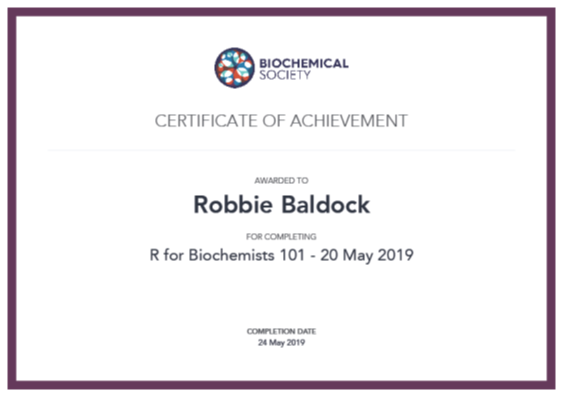 RA_Baldock's tweet photo. Thanks to @BiochemSoc for running such a useful course... now to continue developing my knowledge of R! #BringOnTheData https://t.co/XEjx1YCVms