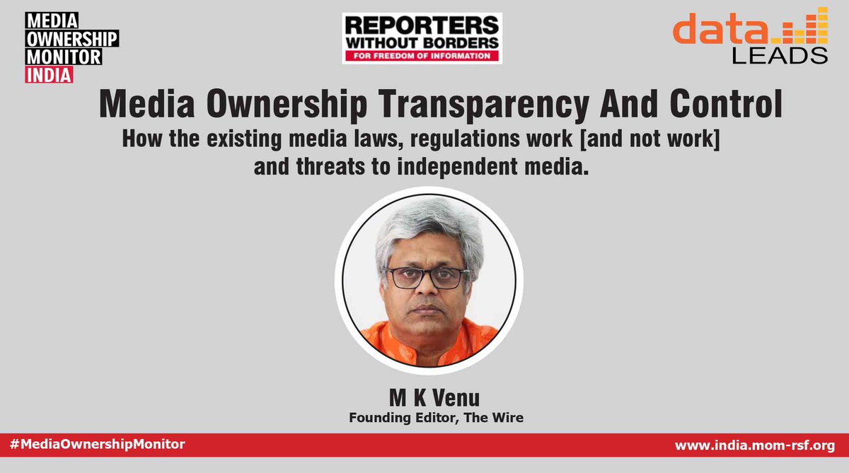 data_LEADS's tweet image. A big day for us tomorrow, as we are launching #MediaOwnershipMonitor- it is a comprehensive database and analysis of who owns media in India. We're glad to have with us founding editor of @thewire_in @mkvenu1 who will lead discussion on media ownership in India.