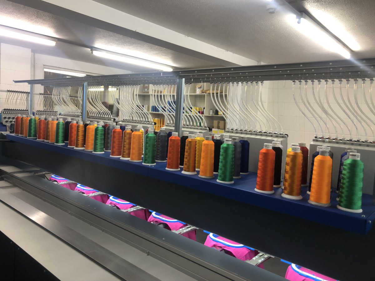 RshGroup's tweet photo. 12 months on &amp; the success of our embroidery machine has enabled us to invest further and extend from four heads to ten! Get in touch if you would like a corporate clothing quote #10headsarebetterthan4 #rsh #distinctdisposables #louisfrance #nojobtoobigorsmall https://t.co/QYR4PAdtE8