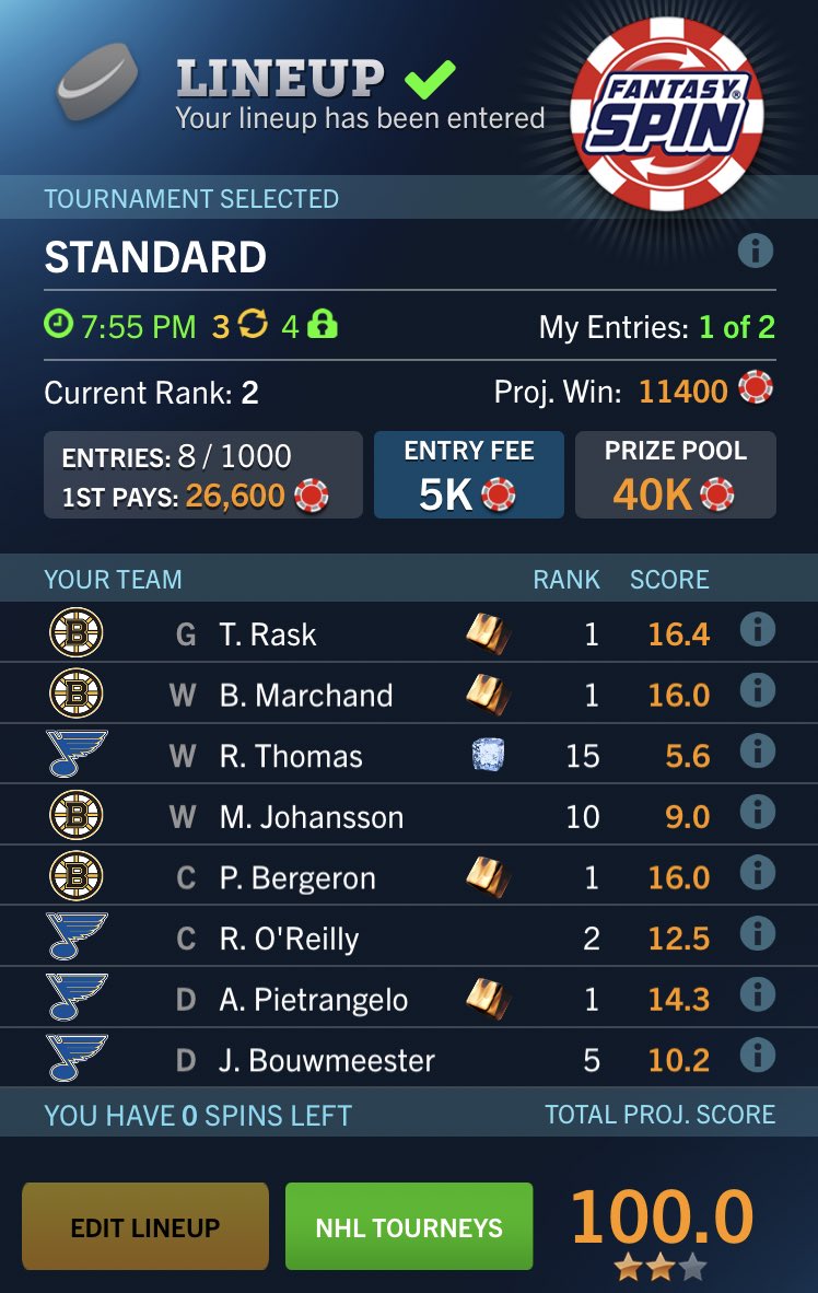 FantasySpin's tweet photo. #NHL game 2 of finals now available to spin to win #FantasySpinApp  #NHLBruins #NHLBlues @NHLBruins @StLouisBlues @NHL https://t.co/geawuJmBE1