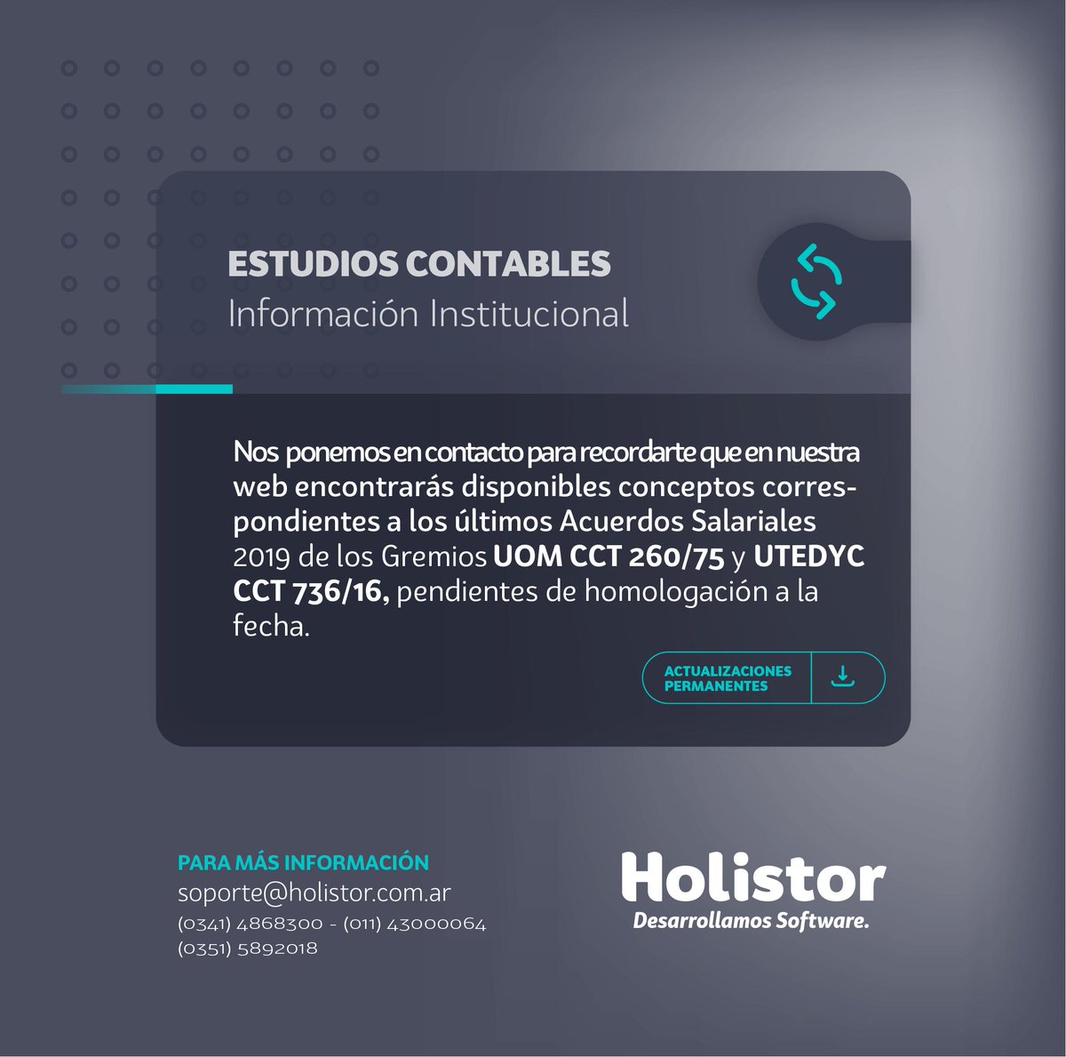 Holistor's tweet photo. #Holistor Informa:

• Para descargar los conceptos, y ver el detalle de los pasos a seguir para su importación en el sistema, simplemente logueate en nuestra web y hace click en tu suscripción ubicada en la parte izquierda de la pantalla y luego ingresá en la opción 📰Noticias. https://t.co/PsCq2MOuel