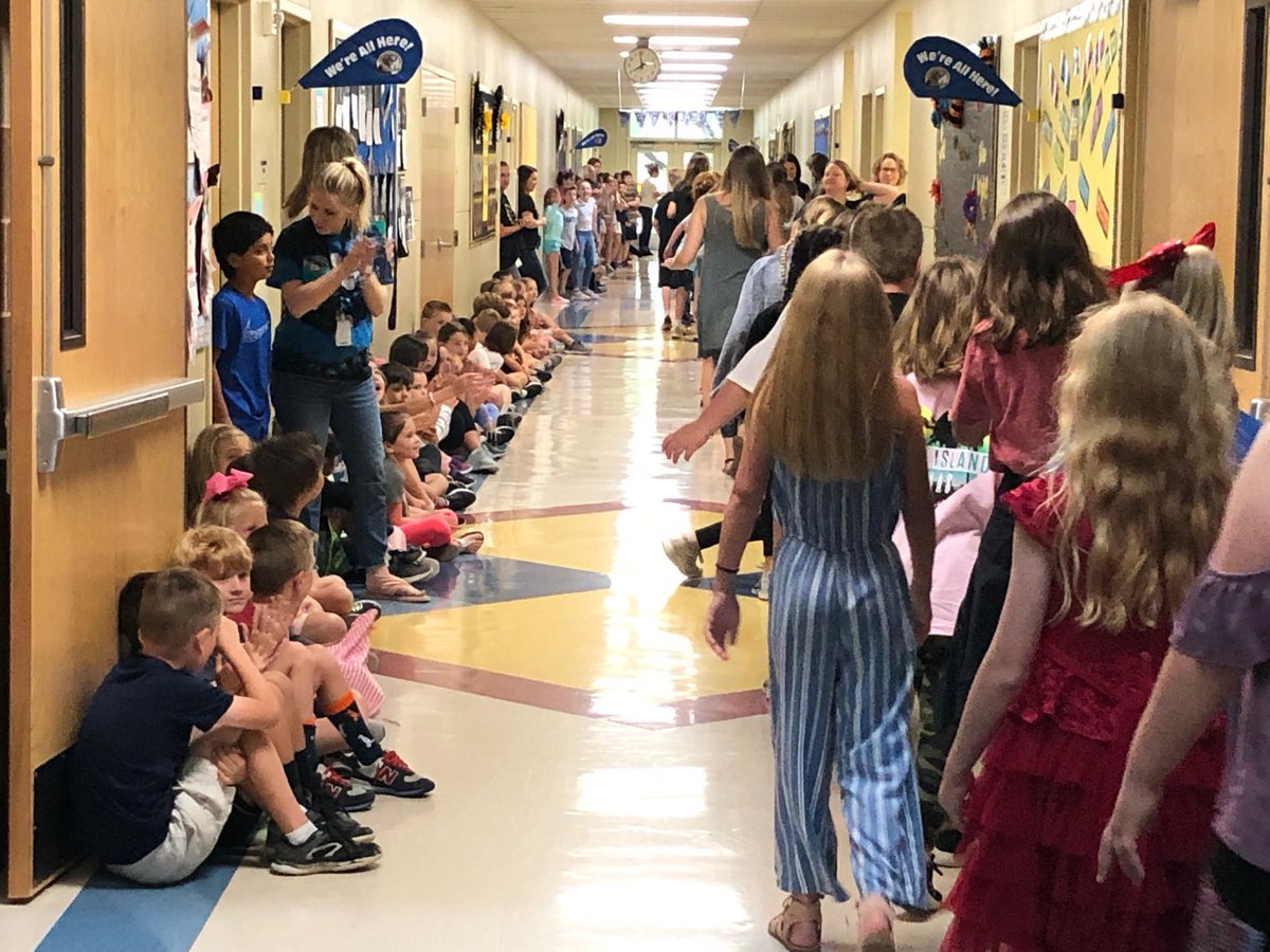 CiboloCreekES's tweet photo. This morning we held the 5th grade walk. It’s the final opportunity for our 5th graders to cruise the halls while their younger friends wish them well! #beyoucces #ccescubs #5thgrade https://t.co/7ZX0Yoxy00