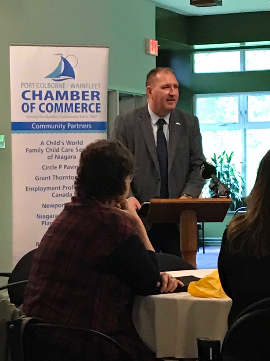 BrendaTaylor74's tweet photo. Mayor Bill Steele addressing what’s happening in Port Colborne @PCWChamber Mayors Community Breakfast for Wainfleet and Port Colborne. #Committocommunity #WainfleetON #PortColborneON https://t.co/ym4VlNXnE0