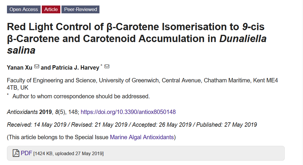 antioxidants_OA's tweet photo. Red Light Control of #β-Carotene #Isomerisation to #9-cis #β-Carotene and #Carotenoid Accumulation in #Dunaliella salina 👉👉
https://t.co/Dlgih23taS
Belongs to #Marine #Algal #Antioxidants https://t.co/vQW5mszOqc