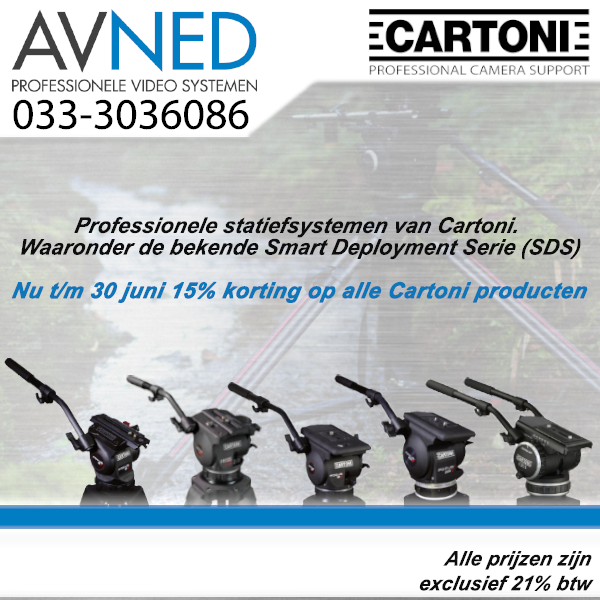 AVNed's tweet photo. In de nieuwsbrief van deze week: Cartoni statiefsystemen - Profiteer nu  t/m 30 juni van 15% korting op alle artikelen van Cartoni. Het bekijken  van de nieuwsbrief kun je doen door op onderstaande link te klikken!
 ⬇️⬇️⬇️⬇️⬇️
 https://t.co/CEXZ1gVqaE https://t.co/jEGD7ZFnnF