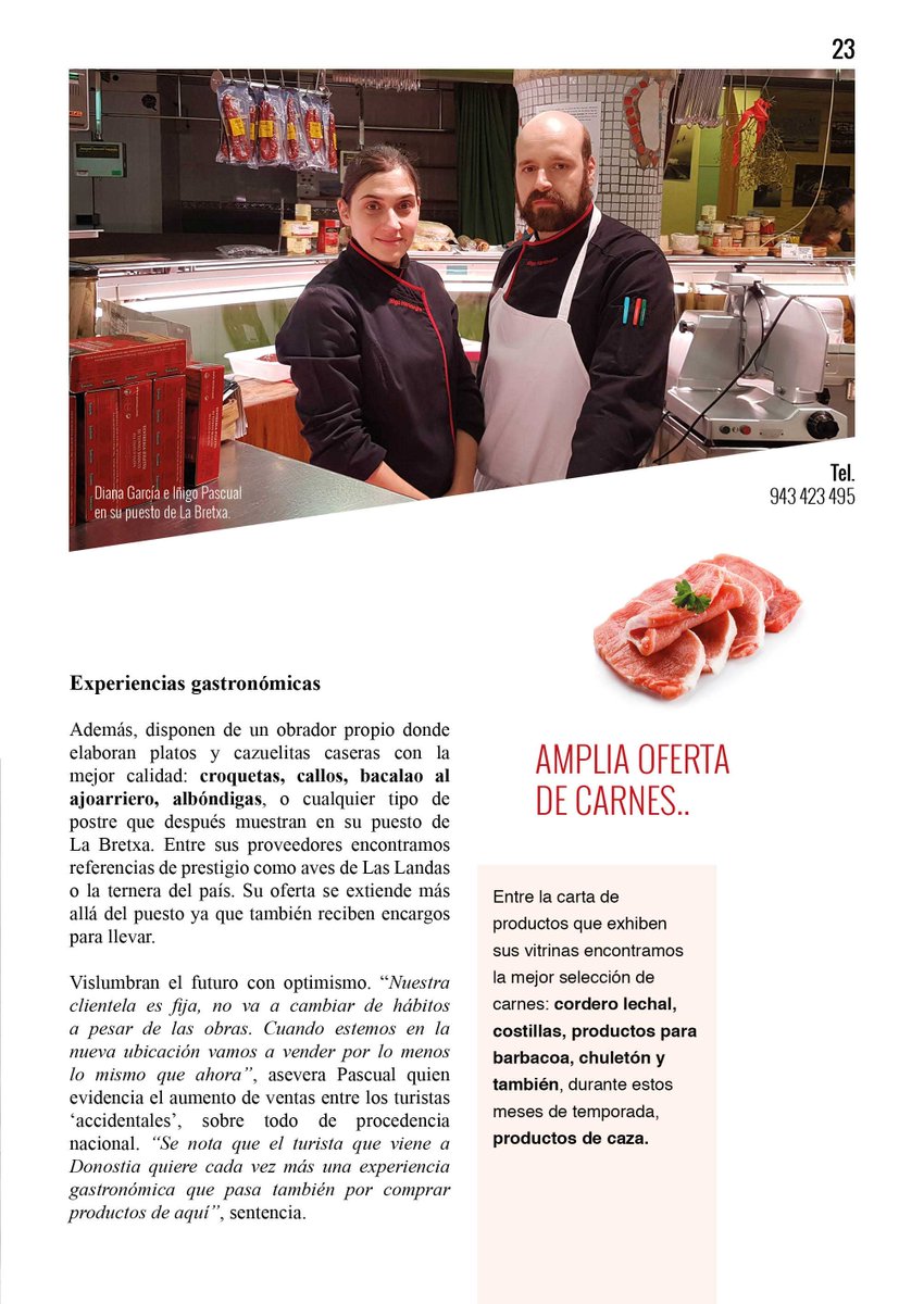 Carnicería y Precocinados Iñigo Pascual,protagonistas del último número de nuestra revista. Iñigo Pascual y su mujer Diana García, una pareja indisoluble al pie del cañón.