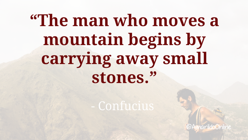 PositivityMstry's tweet photo. "The man who moves a mountain begins by carrying away small stones." ~ Confucius #quotes #TuesdayMotivation #MotivationalQuotes #stayfocused https://t.co/Jkh4z6h5hD