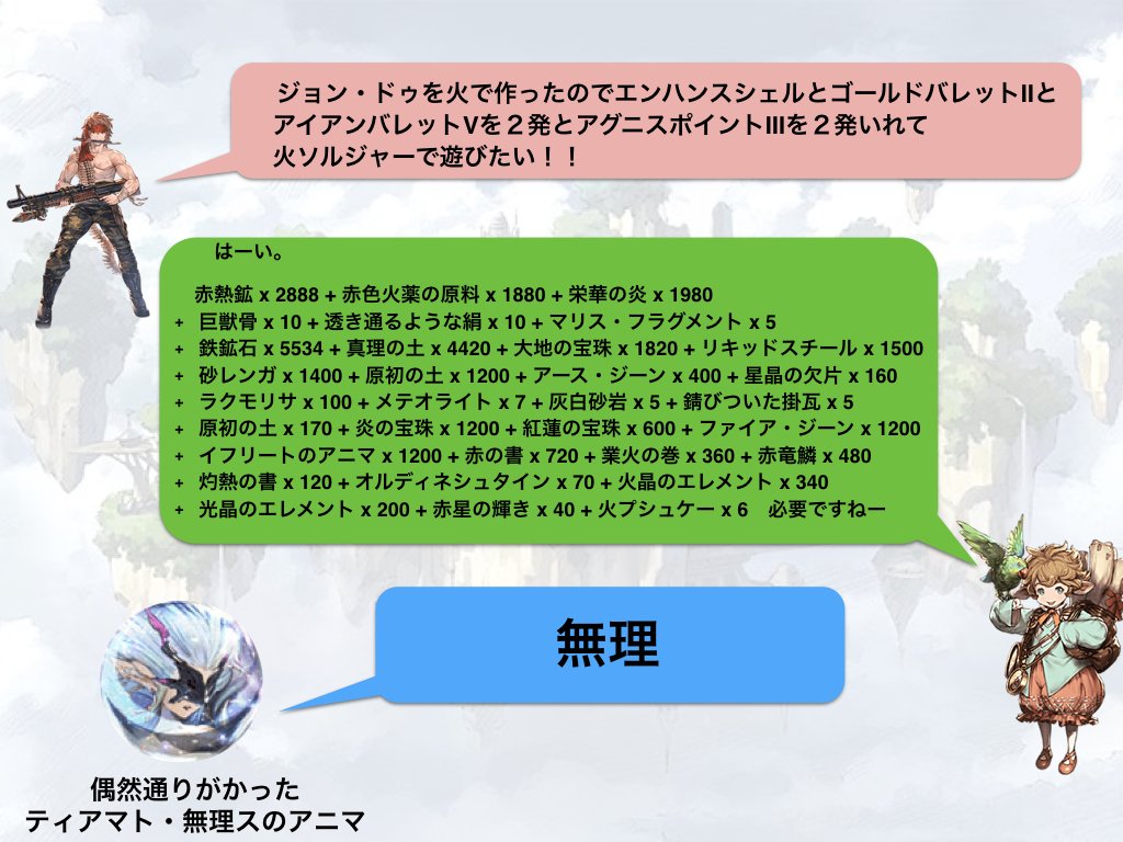 騎空士鮫ミン デモ嫌い 新実装バレット 累計必要素材数 みなさん頑張りましょう