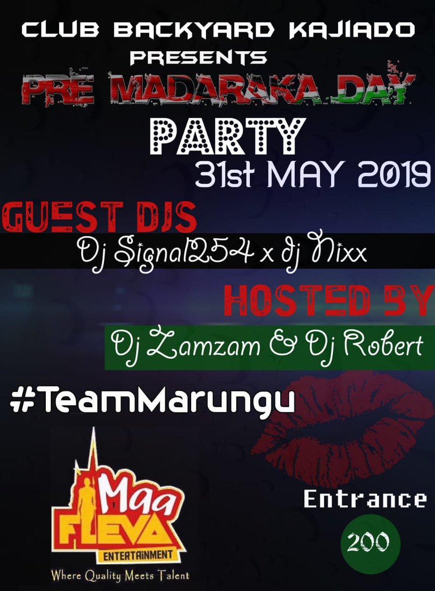 kJonte254's tweet photo. Hey it's almost time @MayianFM
@MaaflevaEnt in your town
Kajiado get ready for the pre madaraka party @clubbackyard 
Then Narok for the madaraka day and night..
Let's dance and sing along 😍
#MadarakaDay #mayianNight
#MaaFlevaEnt #TeamMarunguKE https://t.co/JmycOqac7R