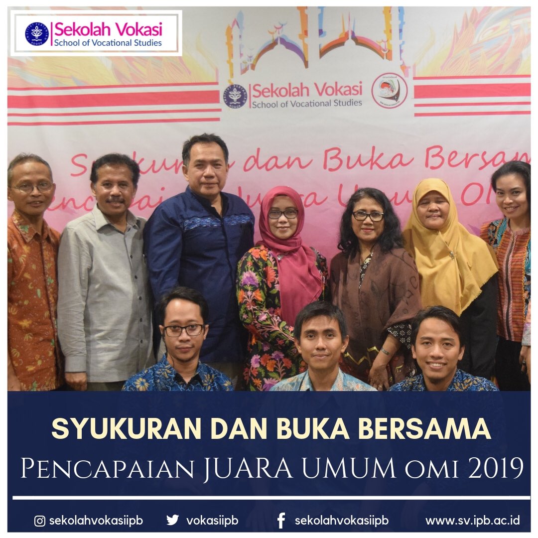 vokasiipb's tweet photo. Buka puasa bersama dan syukuran BEM SV-IPB
Sabtu, 25 Mei 2019, BEM SV-IPB melaksanakan acara buka puasa bersama. Acara ini sekaligus diselenggarakan untuk merayakan keberhasilan mahasiswa SV-IPB sebagai Juara Umum Olimpiade IPB 2019.
#SekolahVokasiIPB
#BEMSVIPB
#OMI2019 https://t.co/KcVHWYULpV