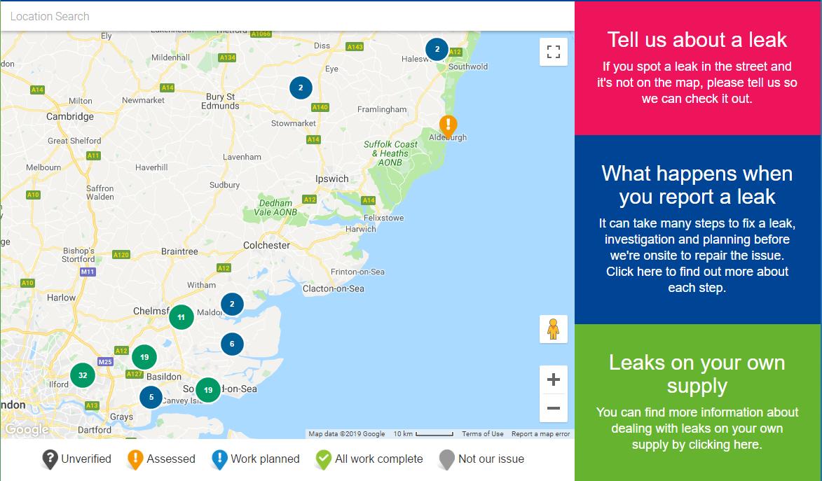 ESWH2O's tweet photo. Spotted a leak? Please let us know so we can get fixed asap.

You can use our interactive leak map here https://t.co/ReWMWalBqG #SpotAndSave #Leakage #Essex #Suffolk #EastLondon https://t.co/2dQqwtVkmZ