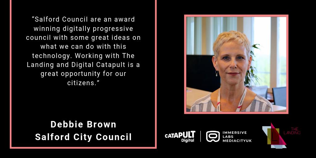 HOSTSalford's tweet photo. How can an #immerisve space benefit you? We would love to know!
Here's Director of Service Reform @SalfordCouncil, Debbie Brown's @Debbie_B23 thoughts..
Interested in using our labs 👉https://t.co/hjoVZQ64s8
#DigiCatapultLaunch #VR #AR #MR https://t.co/0zkOQTIqLv