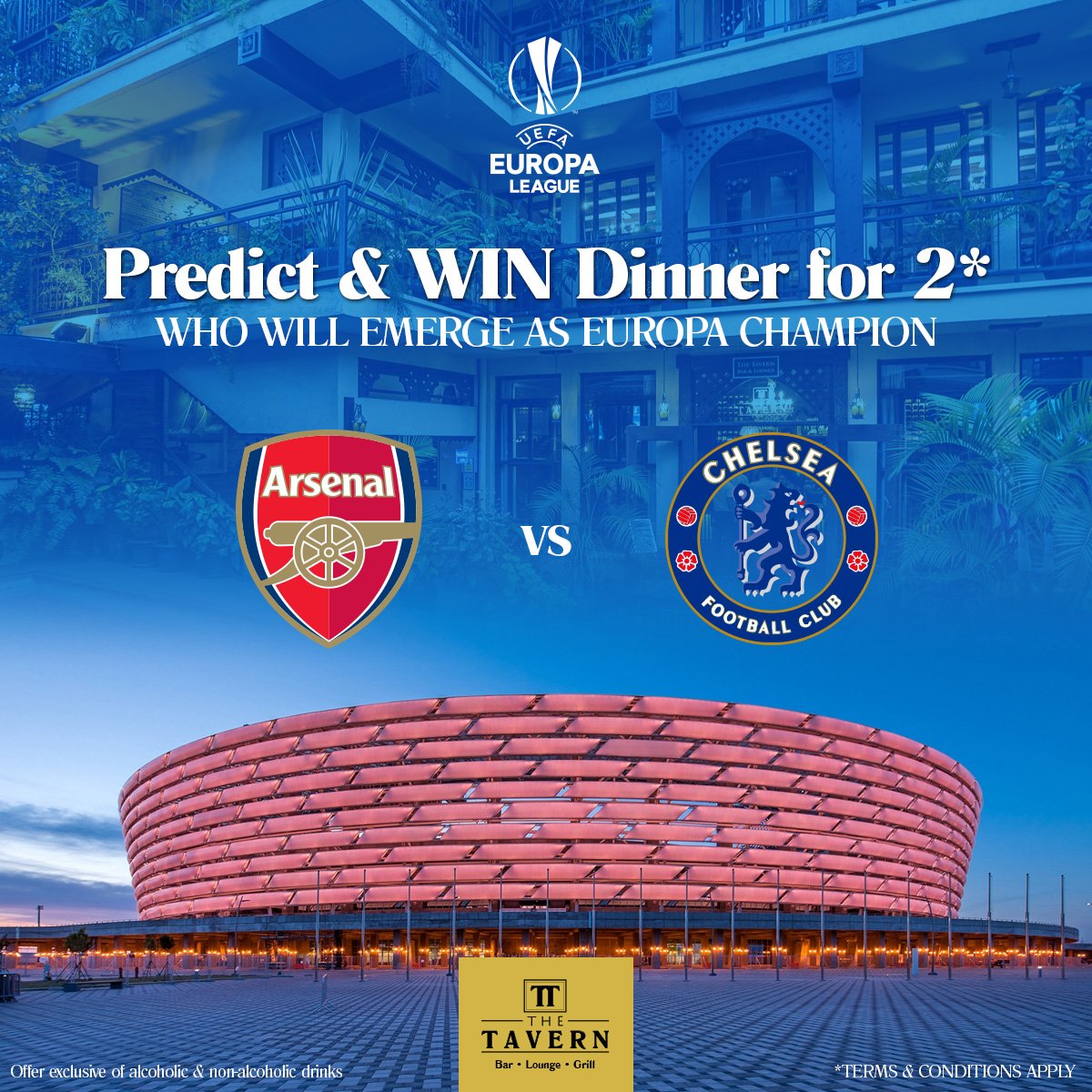 TheTavernKe's tweet photo. Who will emerge victorious? Predict &amp; win dinner for 2.

#europaleague #nairobirestaurants #nairobicoffeeshops #football #seriea #soccer #arsenal #premierleague #chelsea #fifa #uel #calcio #futbol #napoli #uefa #ucl #sport #chelseafc  #gunners #like #arsenalfc #bhfyp https://t.co/UkvBAvij6b