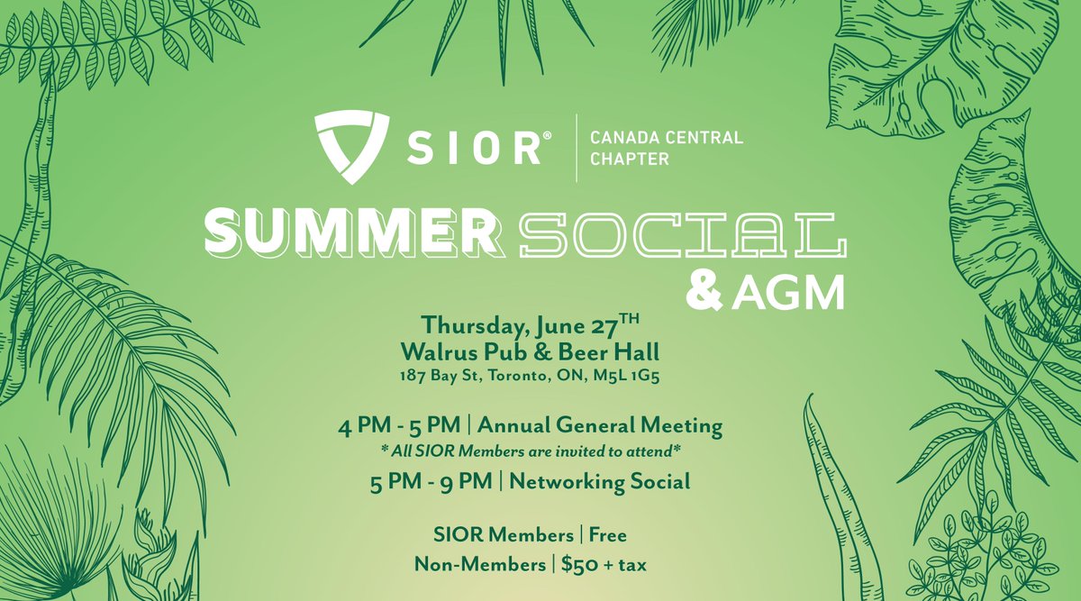 You're invited! Join us at the SIOR CCC Summer Social &amp; AGM on Thursday, June 27. Registration is now open ow.ly/GJTA50uqu5x
