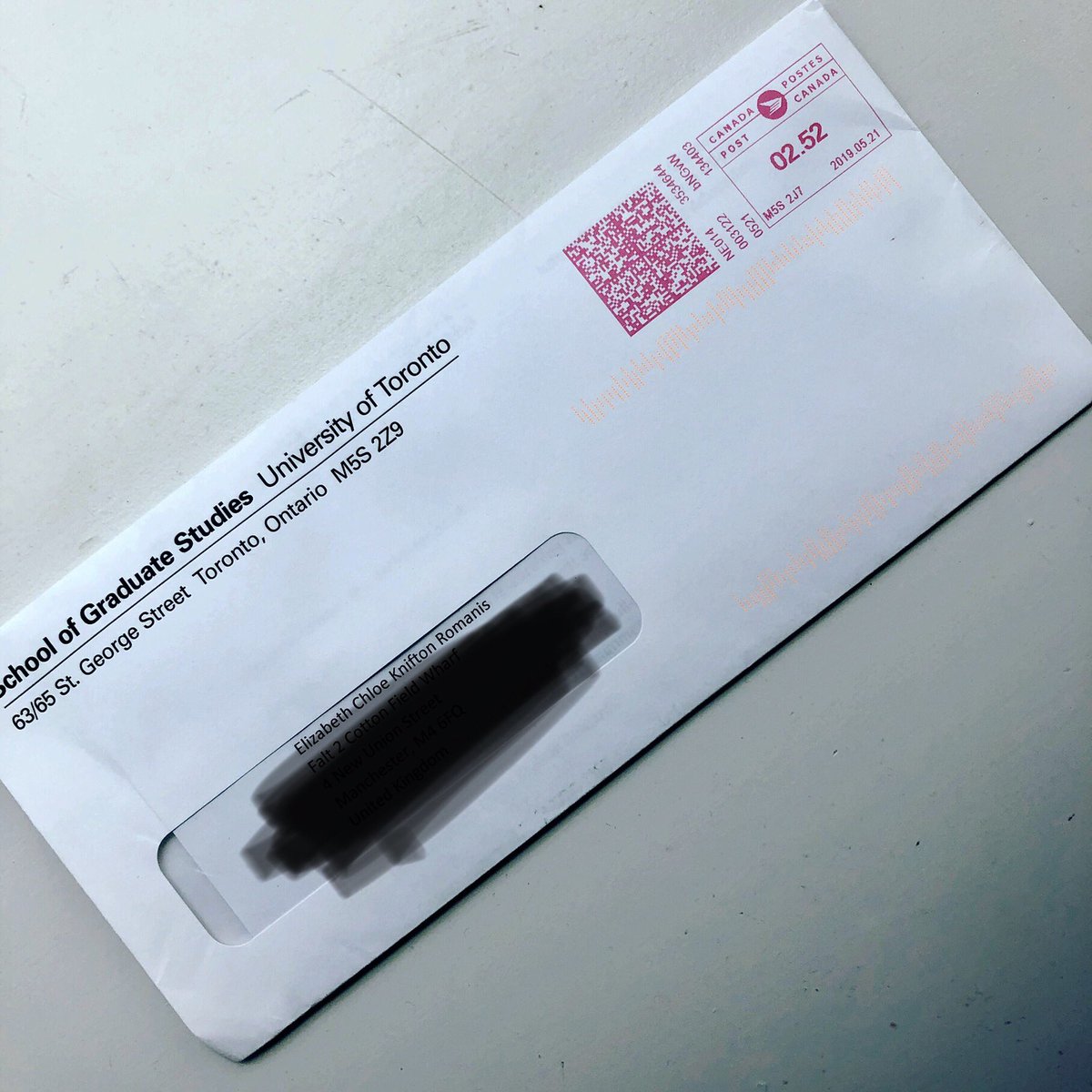 ECRomanis's tweet photo. Just got my official acceptance letter to @UofT in the post for my summer research visit to @UTLaw @reprohealthlaw so excited (and super lucky)!!! 🇨🇦 https://t.co/cwoZK7LhQW
