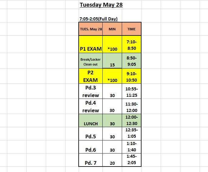 NHSEaglesNews's tweet photo. FYI: Today's exam bell schedule. https://t.co/3Ad8FchxOx