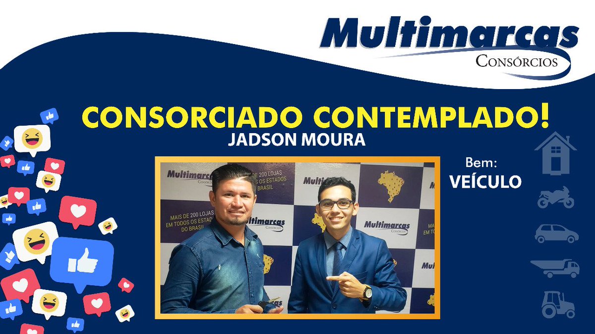 multimarcas's tweet photo. O Jadson Moura foi #contemplado! Parabéns! Aproveite seu veículo novo e conte sempre com a #MultimarcasConsórcios. https://t.co/hpnrupqTvg