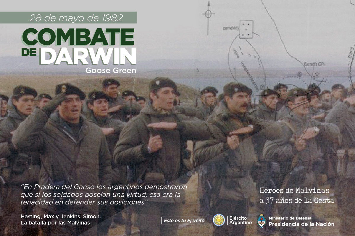 Ejercito_Arg's tweet photo. Hoy se conmemora el 37° Aniversario del combate de #Darwin - #GooseGreen #EsteEsTuEjercito https://t.co/CGj1UFvDEz